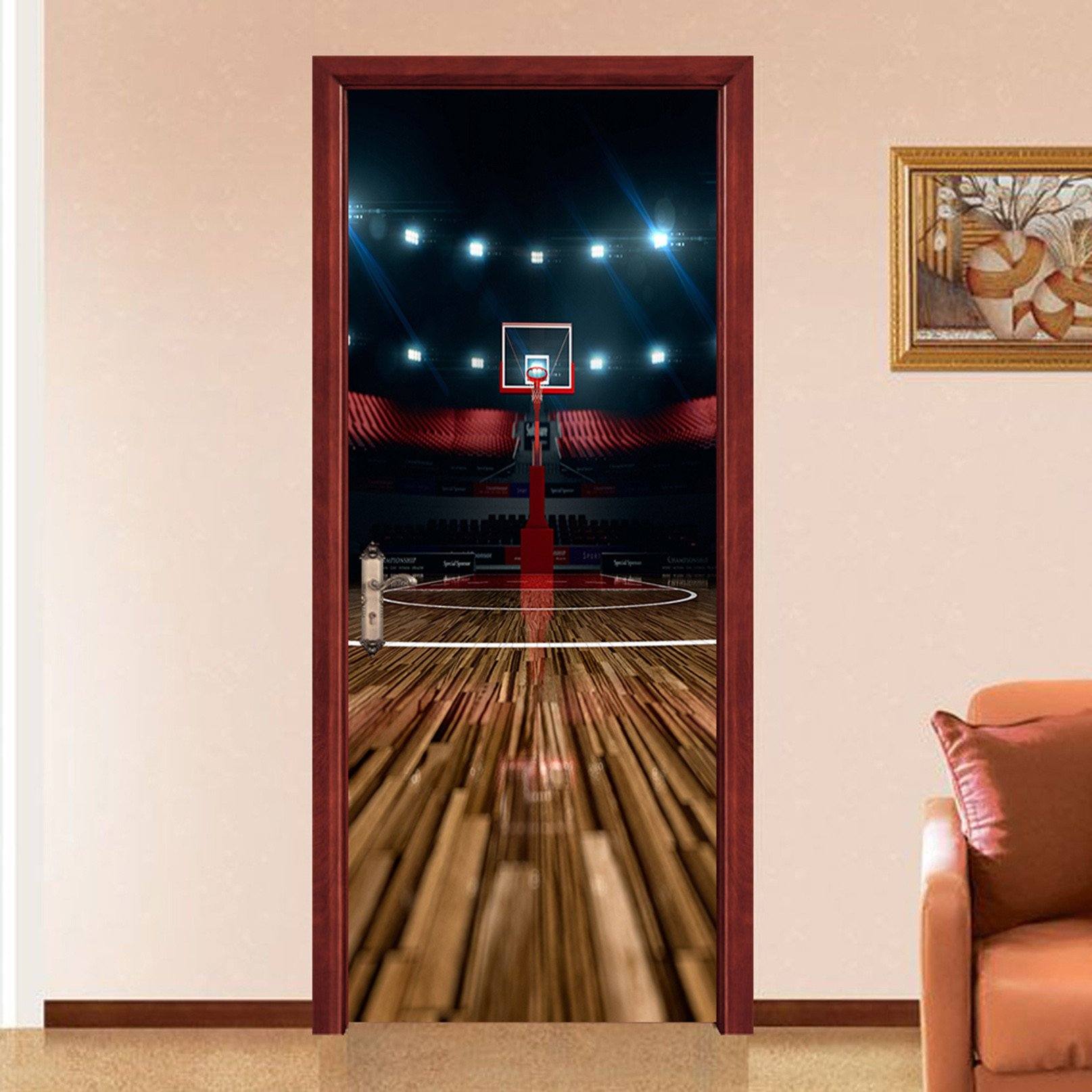 3D Basketball Hall 60 Door Mural Wallpaper AJ Wallpaper