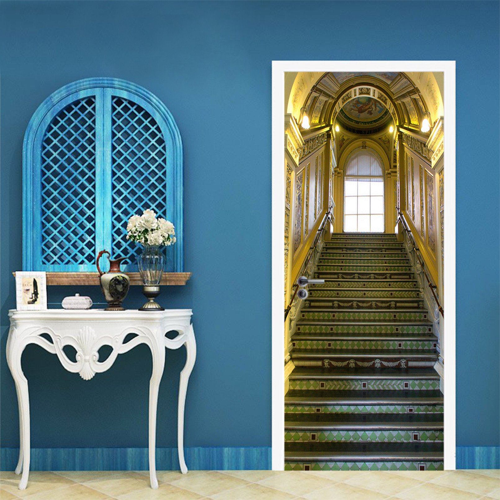 3D Ancient Castle Stairs 79 Door Mural Wallpaper AJ Wallpaper
