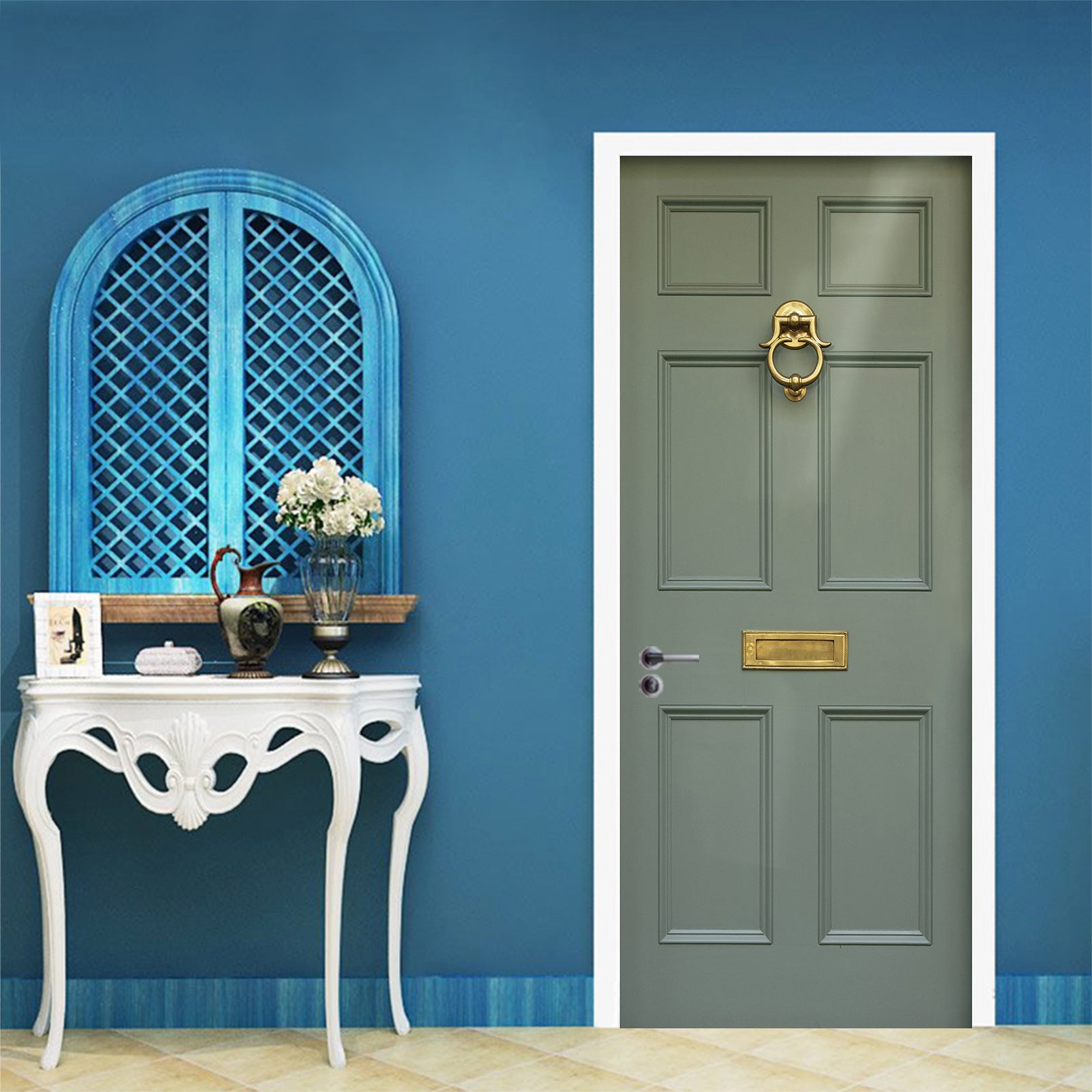 3D Golden Doorbell 005 Door Mural