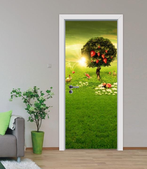 3D fruit tree sunlight animal painting door mural Wallpaper AJ Wallpaper