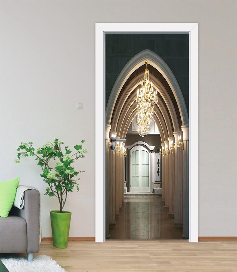 3D spire a chandelier arch corridor door mural Wallpaper AJ Wallpaper