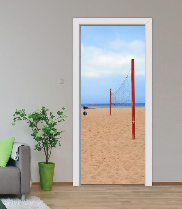 3D sandy beach volleyball net door mural Wallpaper AJ Wallpaper