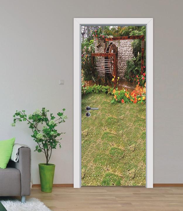 3D lawn gardens flower door mural Wallpaper AJ Wallpaper