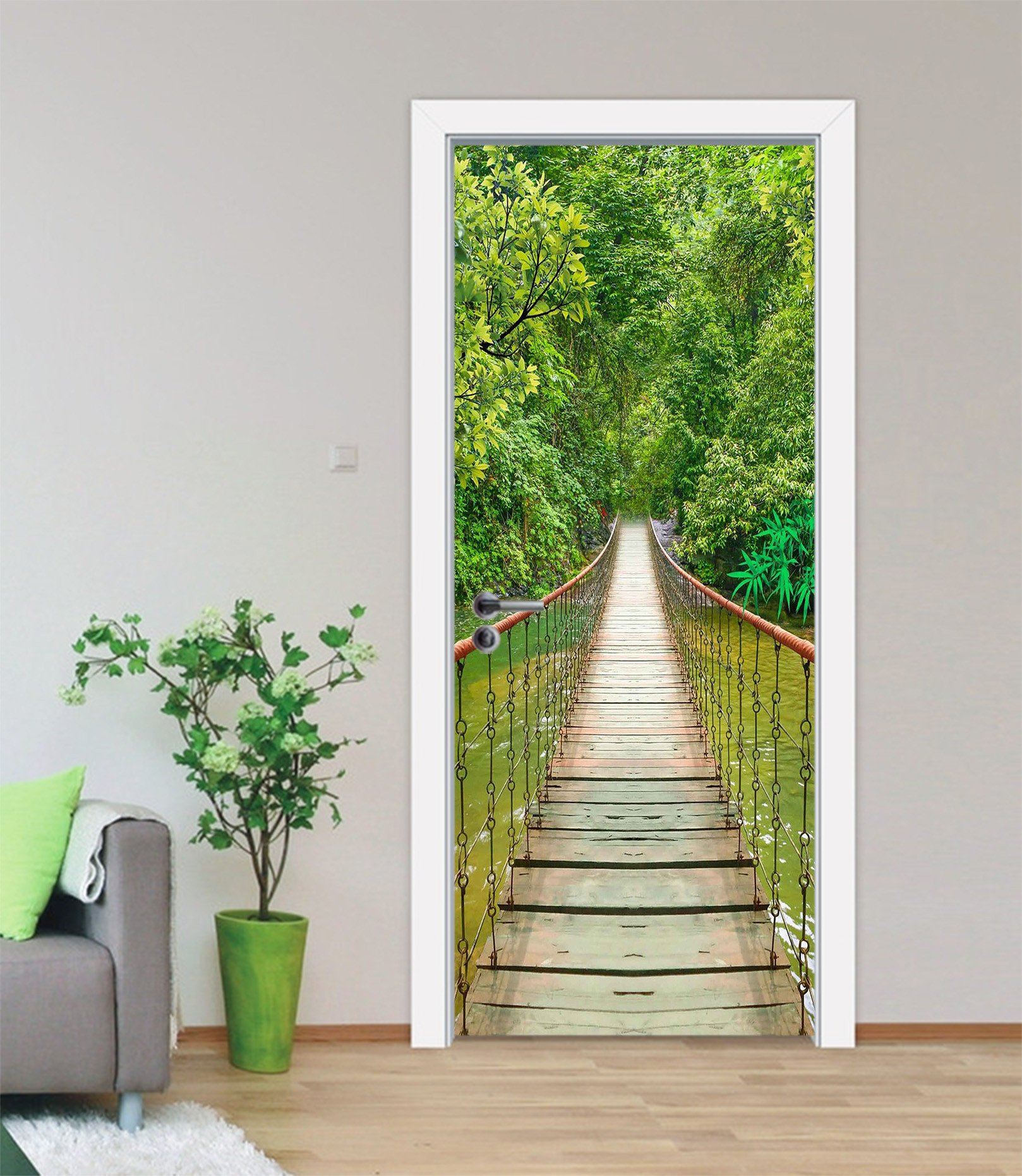 3D Forest River Wood Drawbridge 87 Door Mural Wallpaper AJ Wallpaper