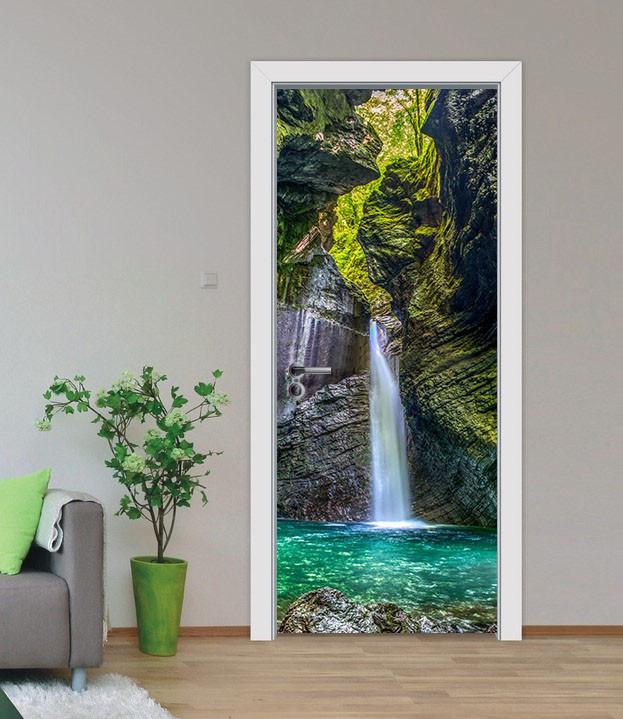 3D high mountains and Running water door mural Wallpaper AJ Wallpaper