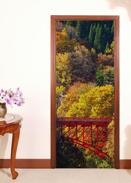 3D natural forest cable car door mural Wallpaper AJ Wallpaper