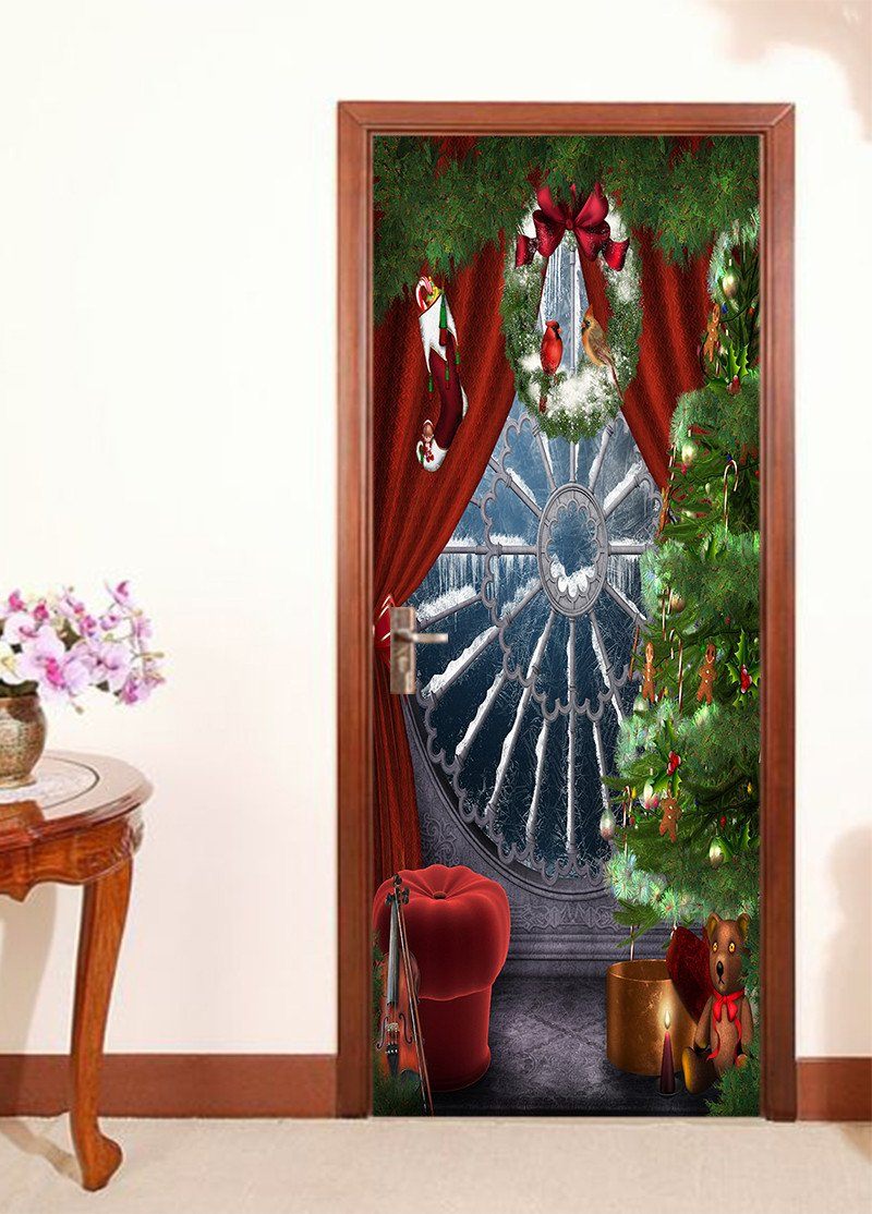 3D waterwheel bow painting door mural Wallpaper AJ Wallpaper