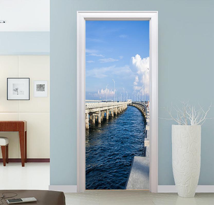 3D rivers coast scenery door mural Wallpaper AJ Wallpaper