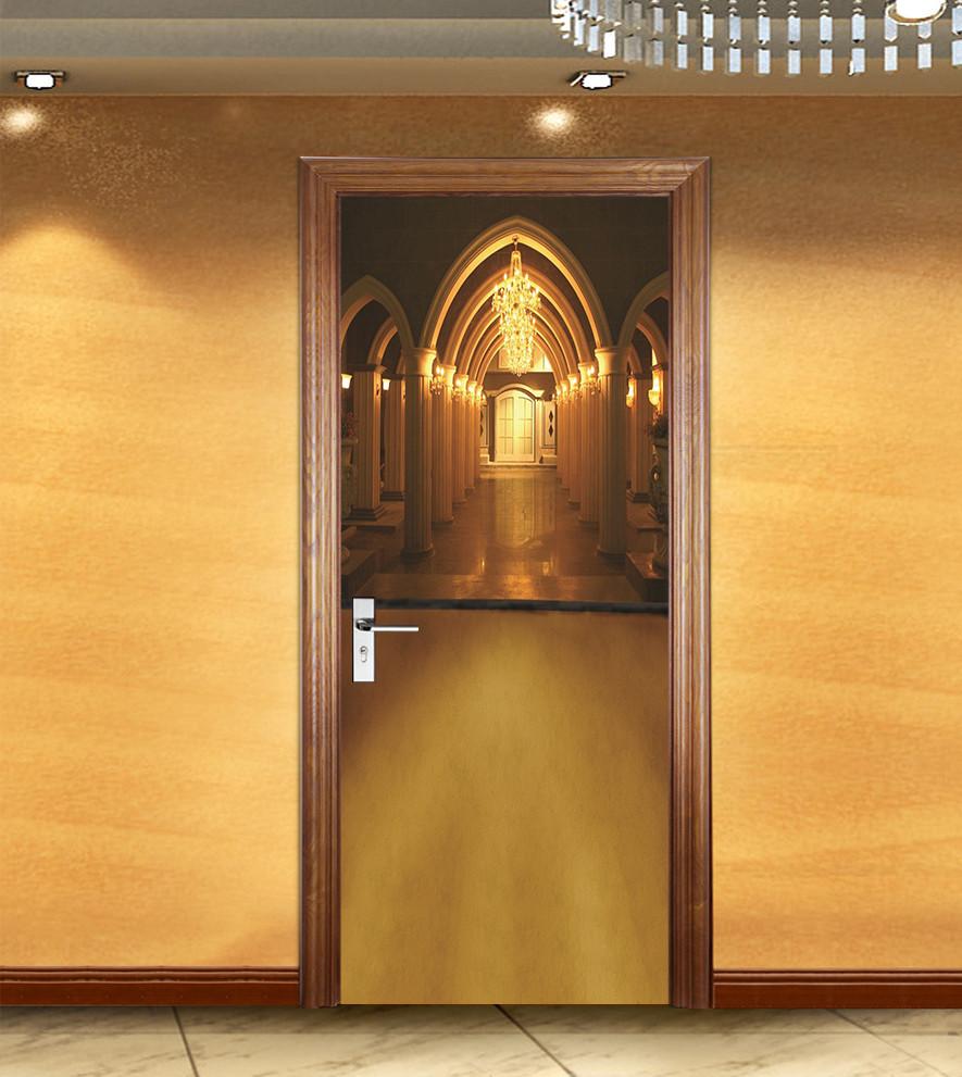 3D luxurious arch corridor door mural Wallpaper AJ Wallpaper