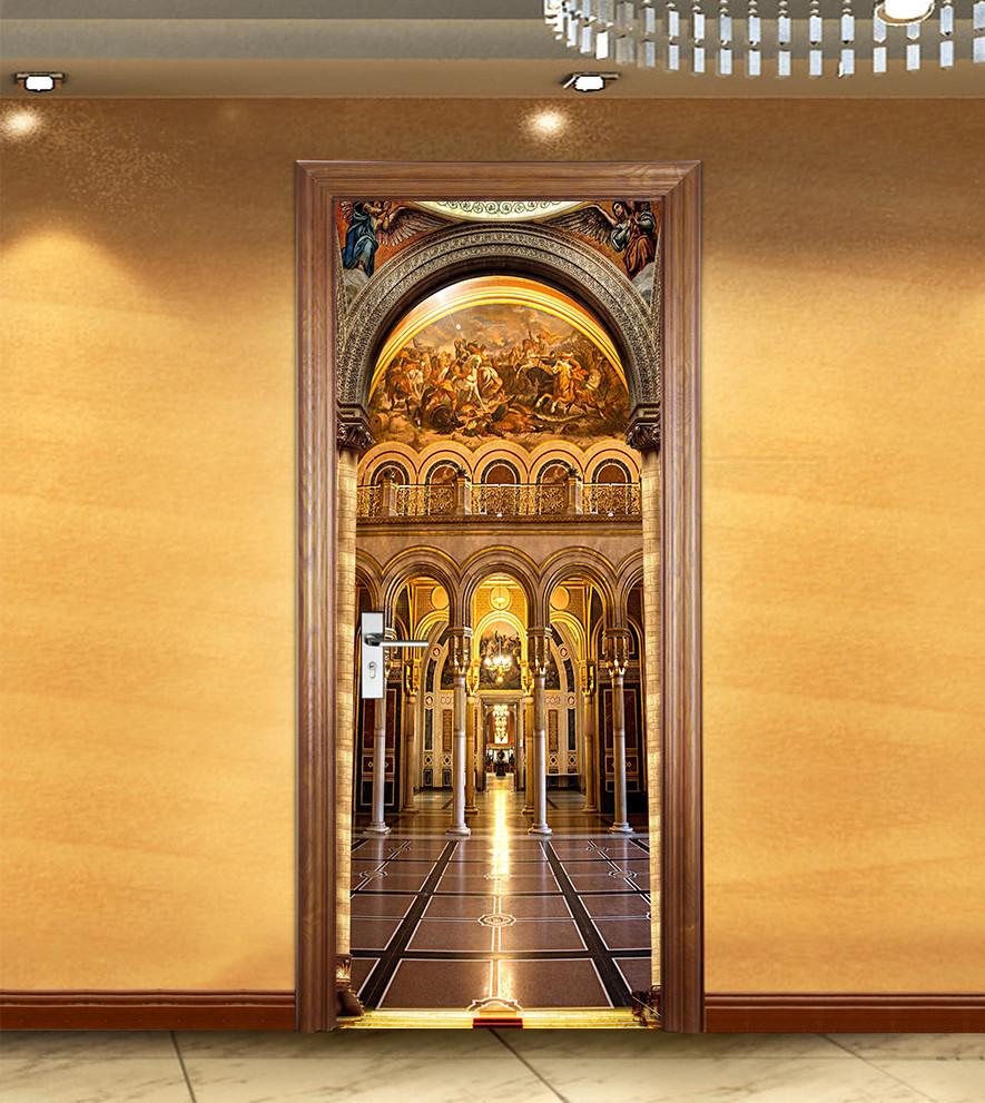 3D utility model circular arch door mural Wallpaper AJ Wallpaper