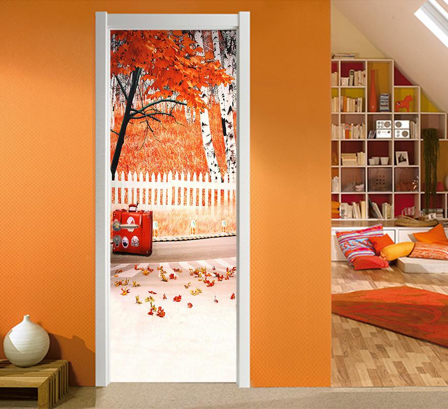 3D maple wood chair fence painting door mural Wallpaper AJ Wallpaper
