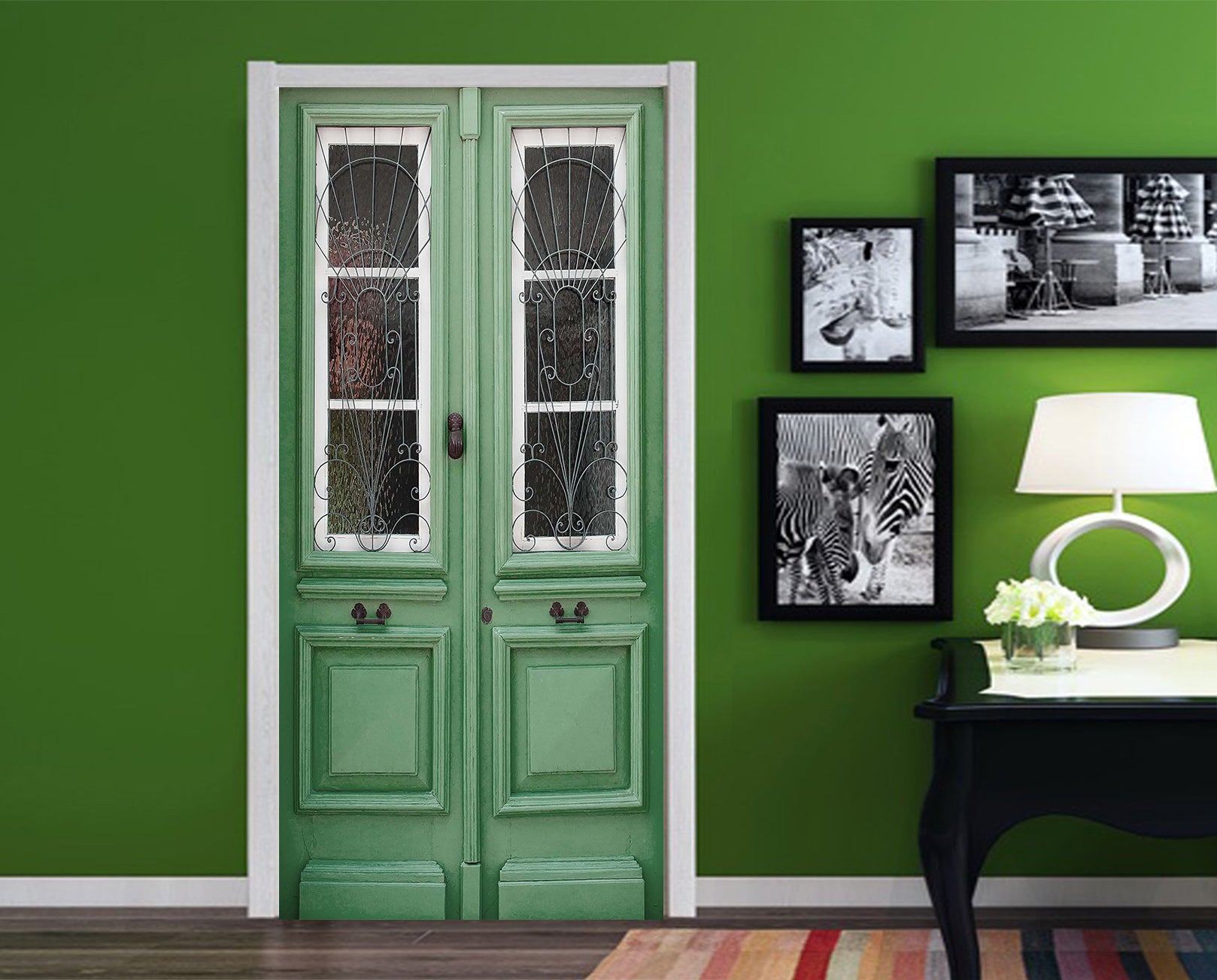 3D  Green 22211 Door Mural