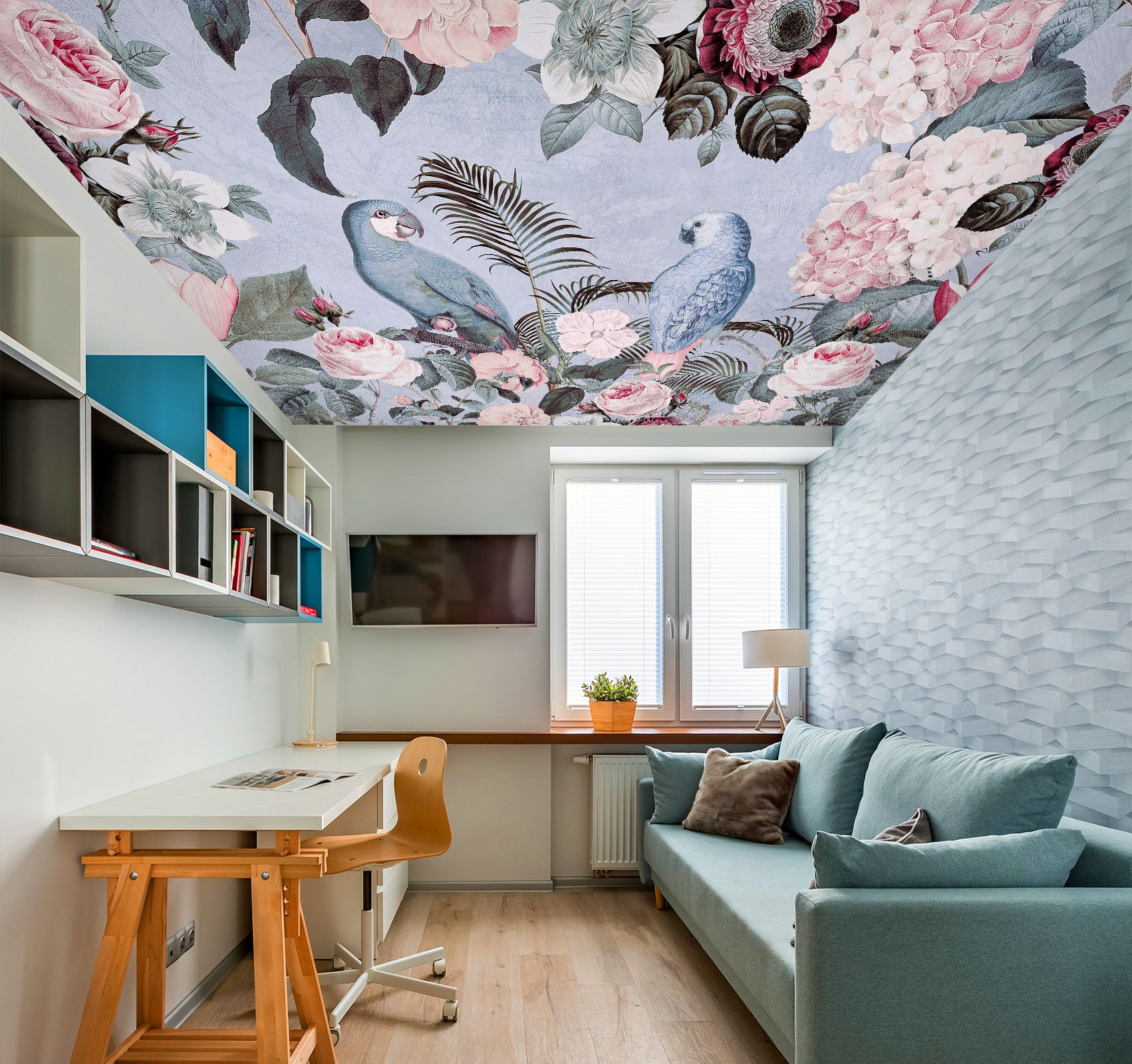 3D Parrot Flower 5259 Andrea Haase Ceiling Wallpaper Murals