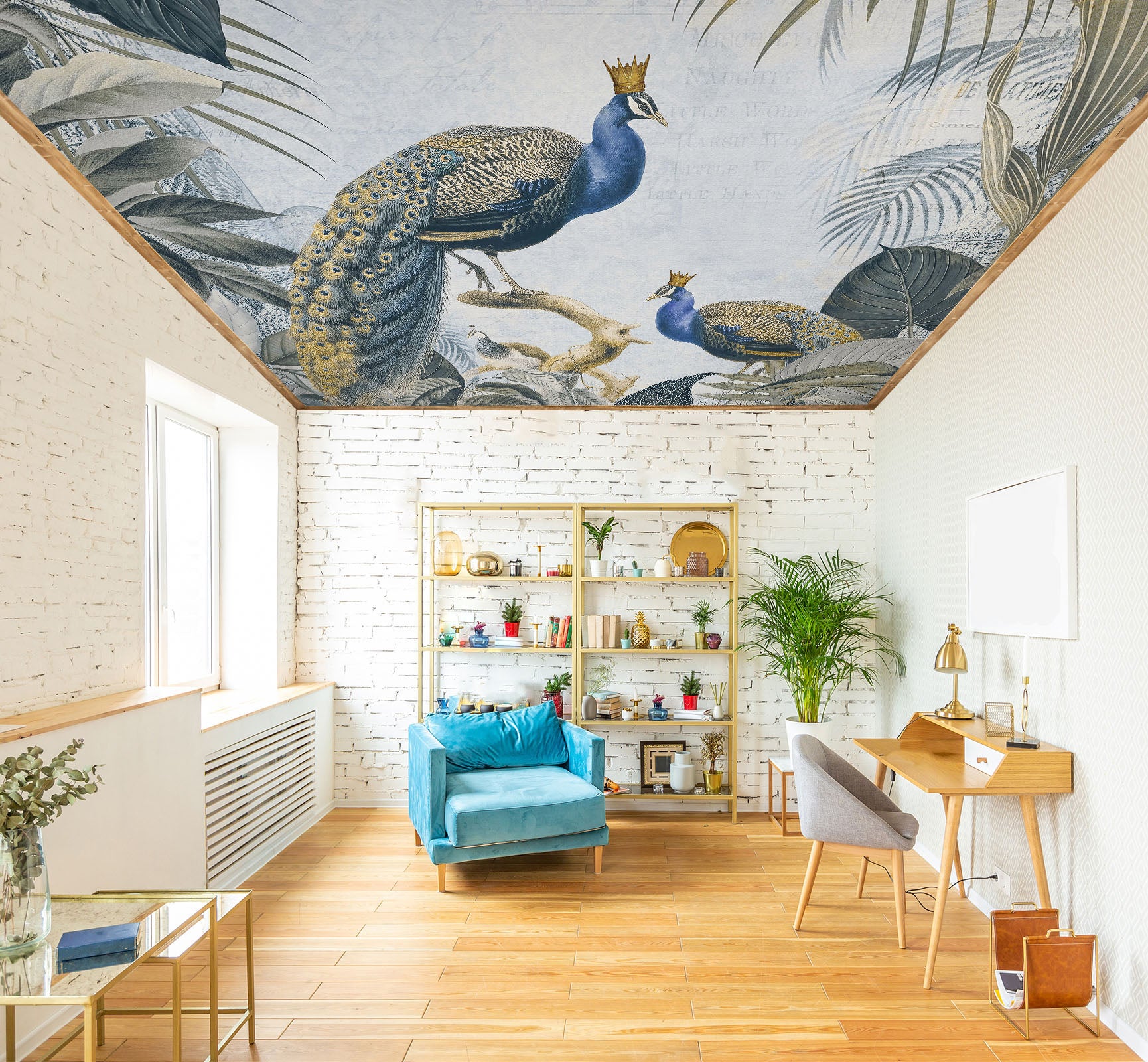 3D Peacock Leaves 973 Andrea Haase Ceiling Wallpaper Murals
