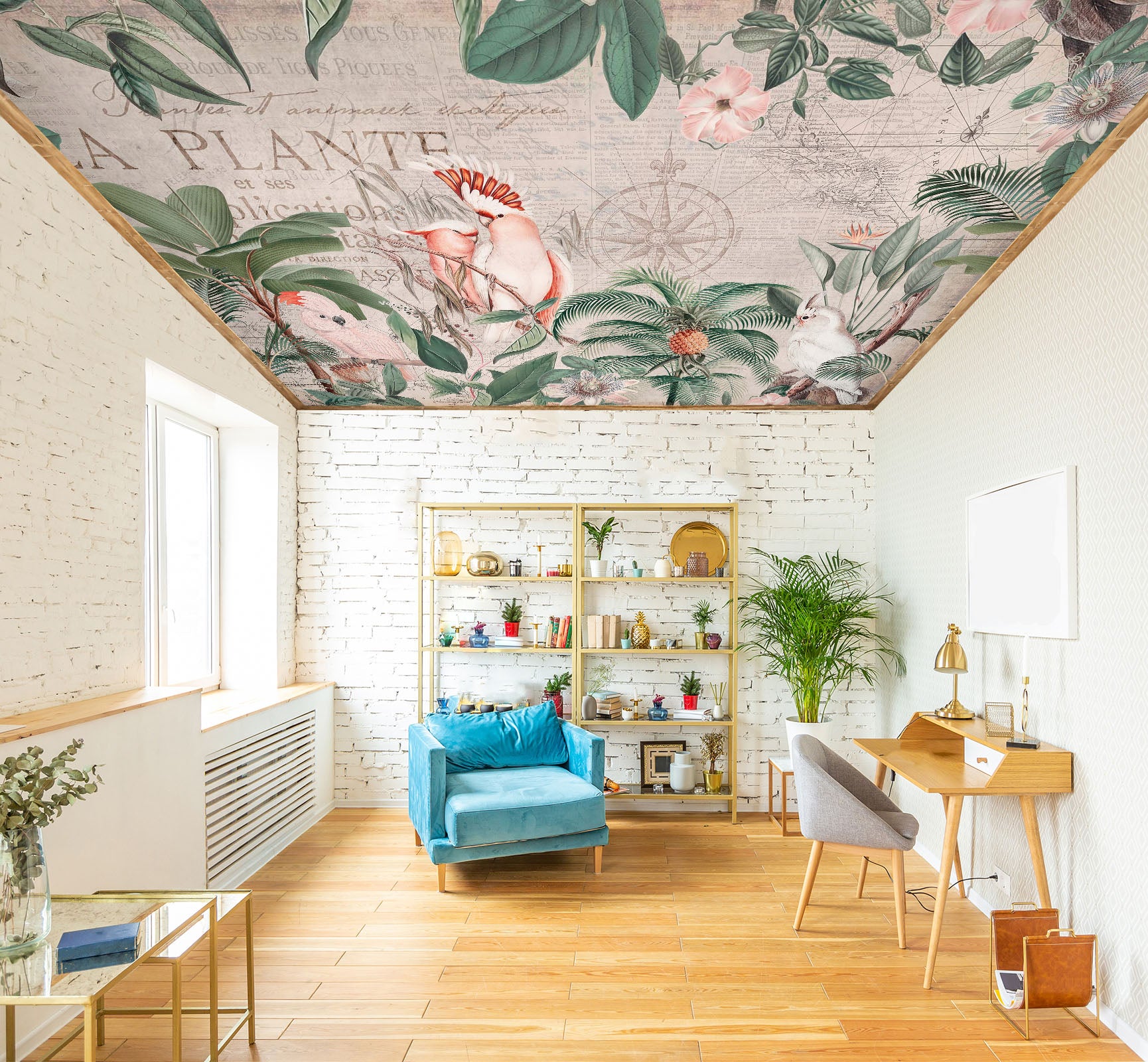 3D Pink Parrot Tree 5272 Andrea Haase Ceiling Wallpaper Murals