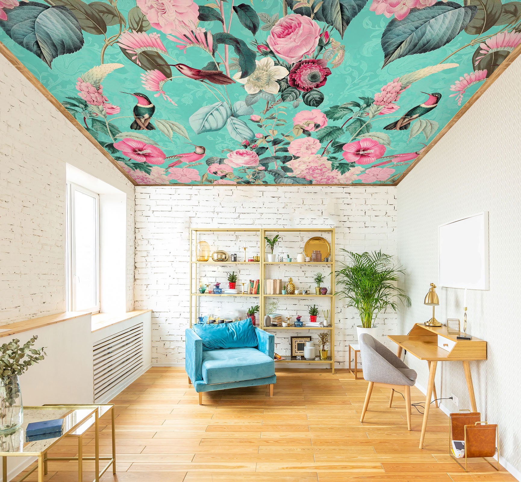 3D Pink Rose 5251 Andrea Haase Ceiling Wallpaper Murals