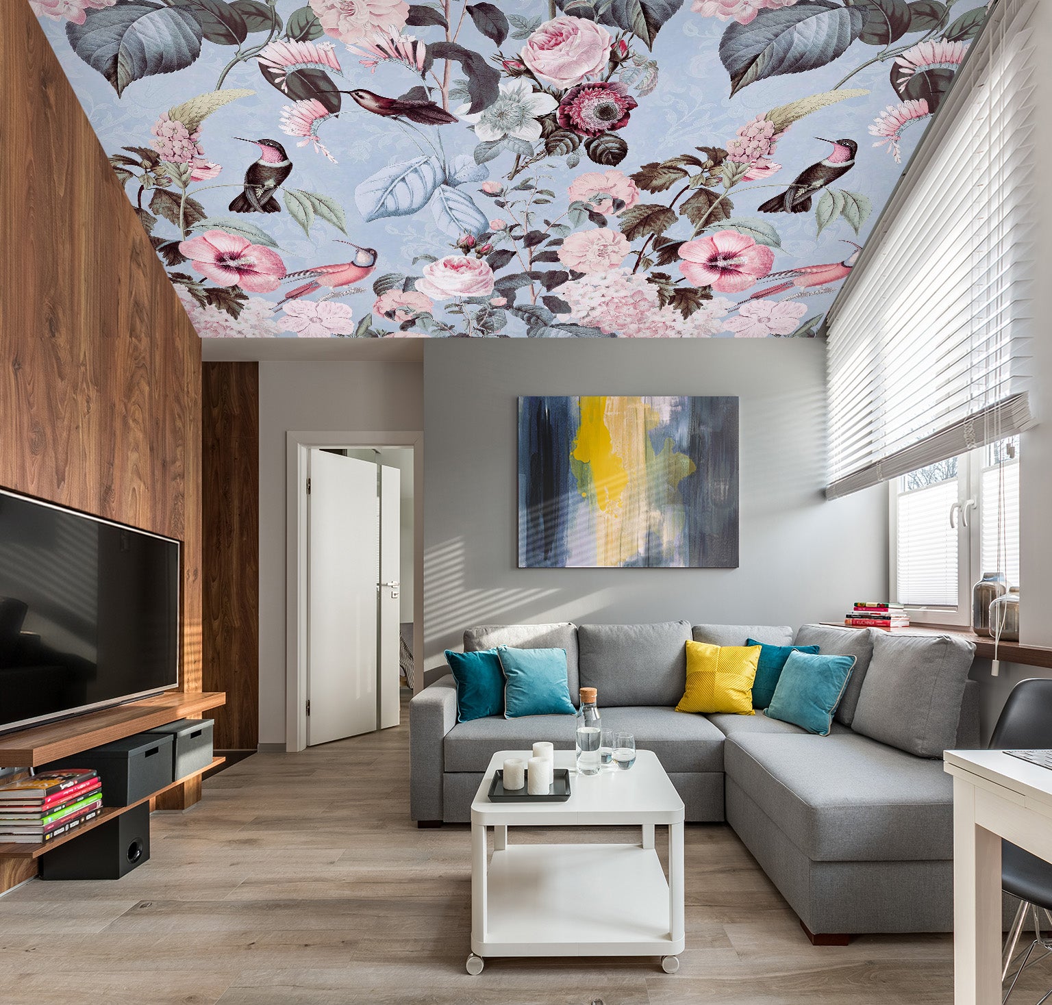 3D Rose Bird 5252 Andrea Haase Ceiling Wallpaper Murals