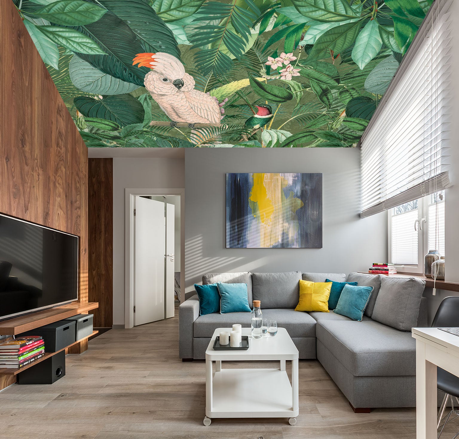 3D Parrot Leaves 5256 Andrea Haase Ceiling Wallpaper Murals