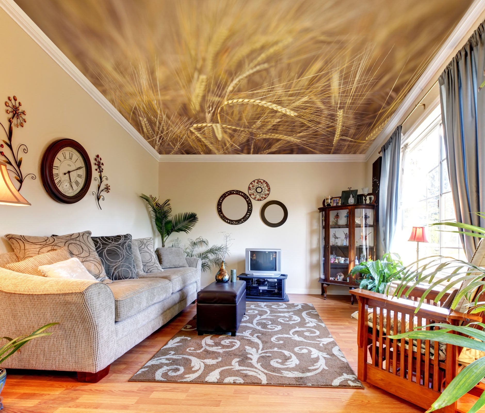 3D Yellow Wheat Field 2558 Assaf Frank Ceiling Wallpaper Murals