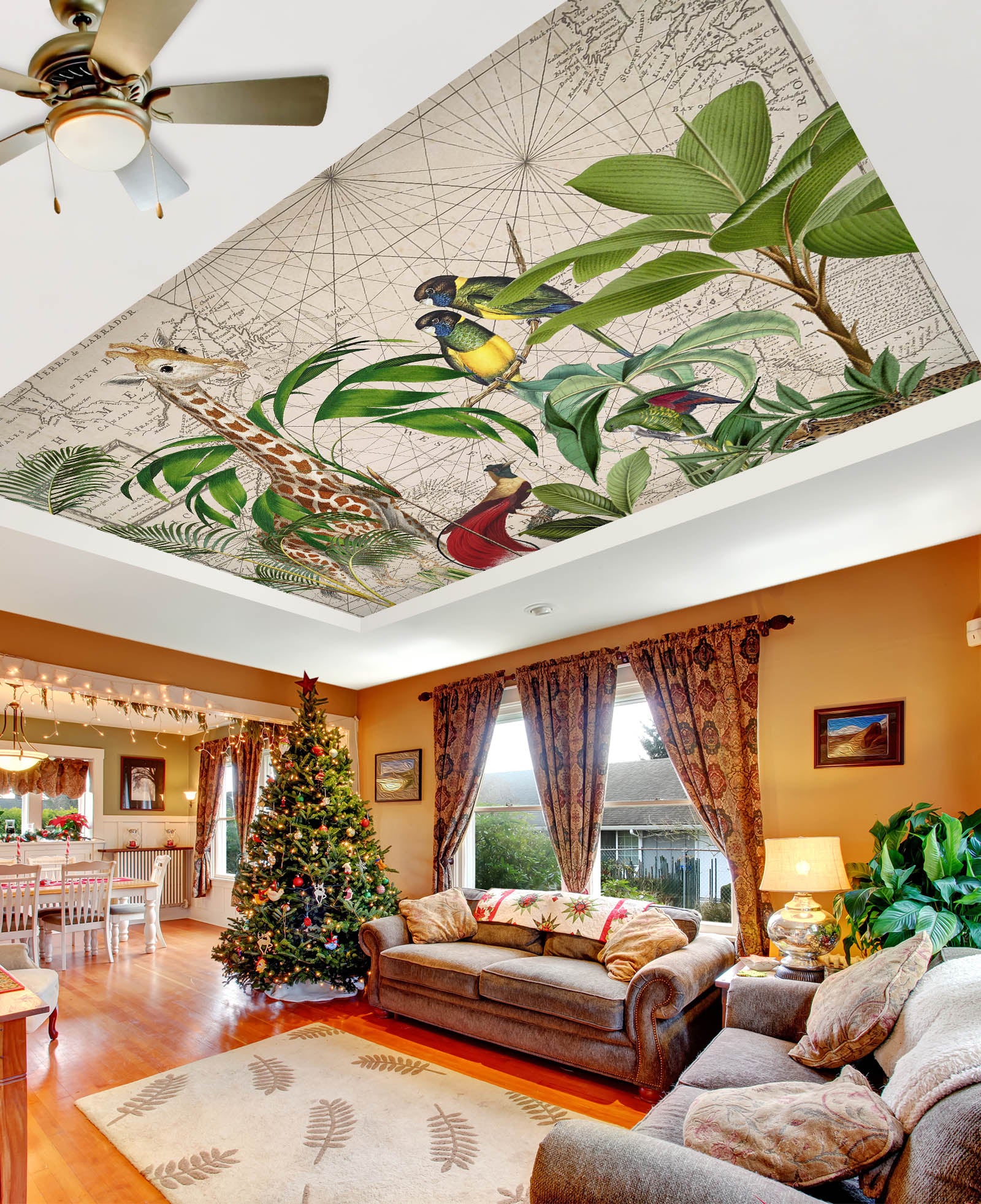 3D Giraffe Bird 5276 Andrea Haase Ceiling Wallpaper Murals