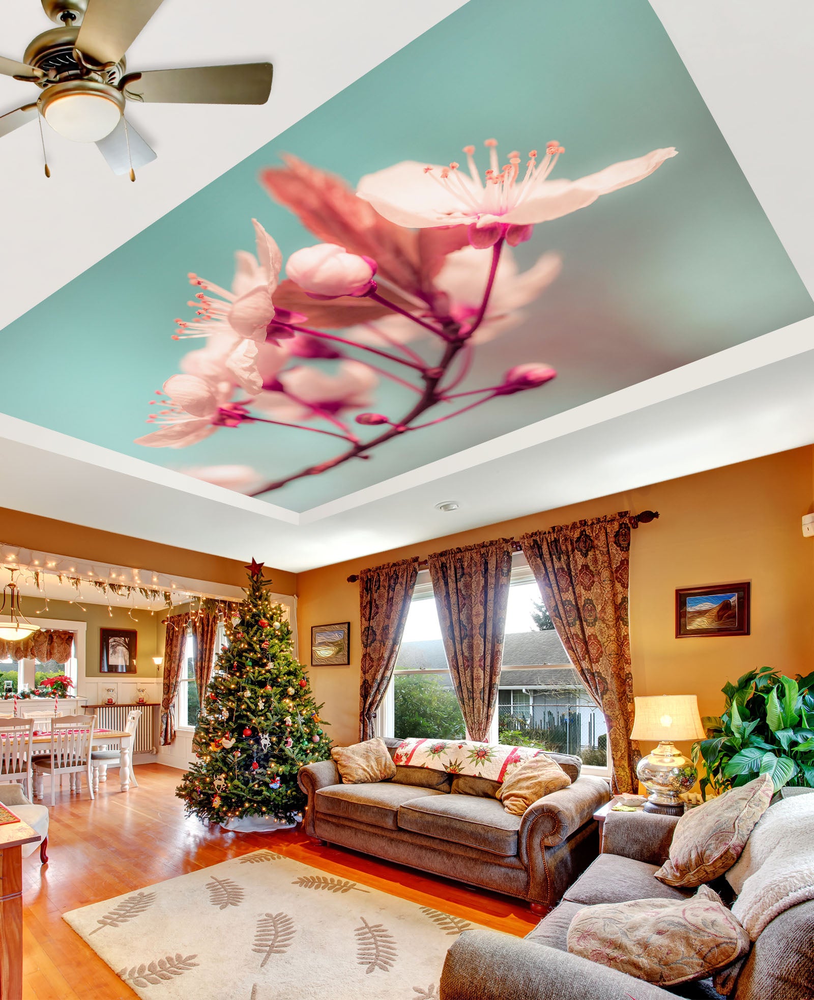 3D Pink Flower 2574 Assaf Frank Ceiling Wallpaper Murals