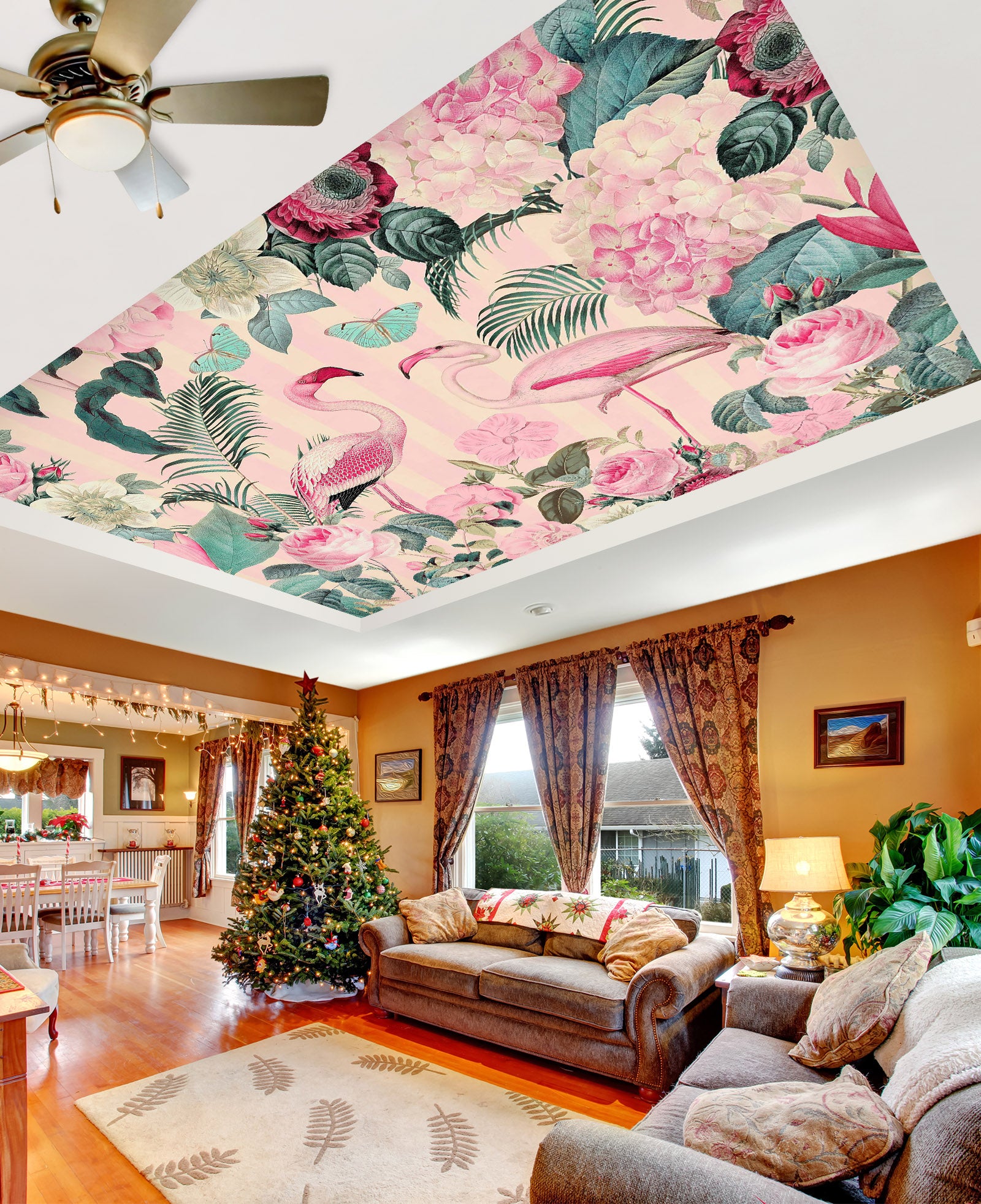 3D Flamingo Butterfly 976 Andrea Haase Ceiling Wallpaper Murals