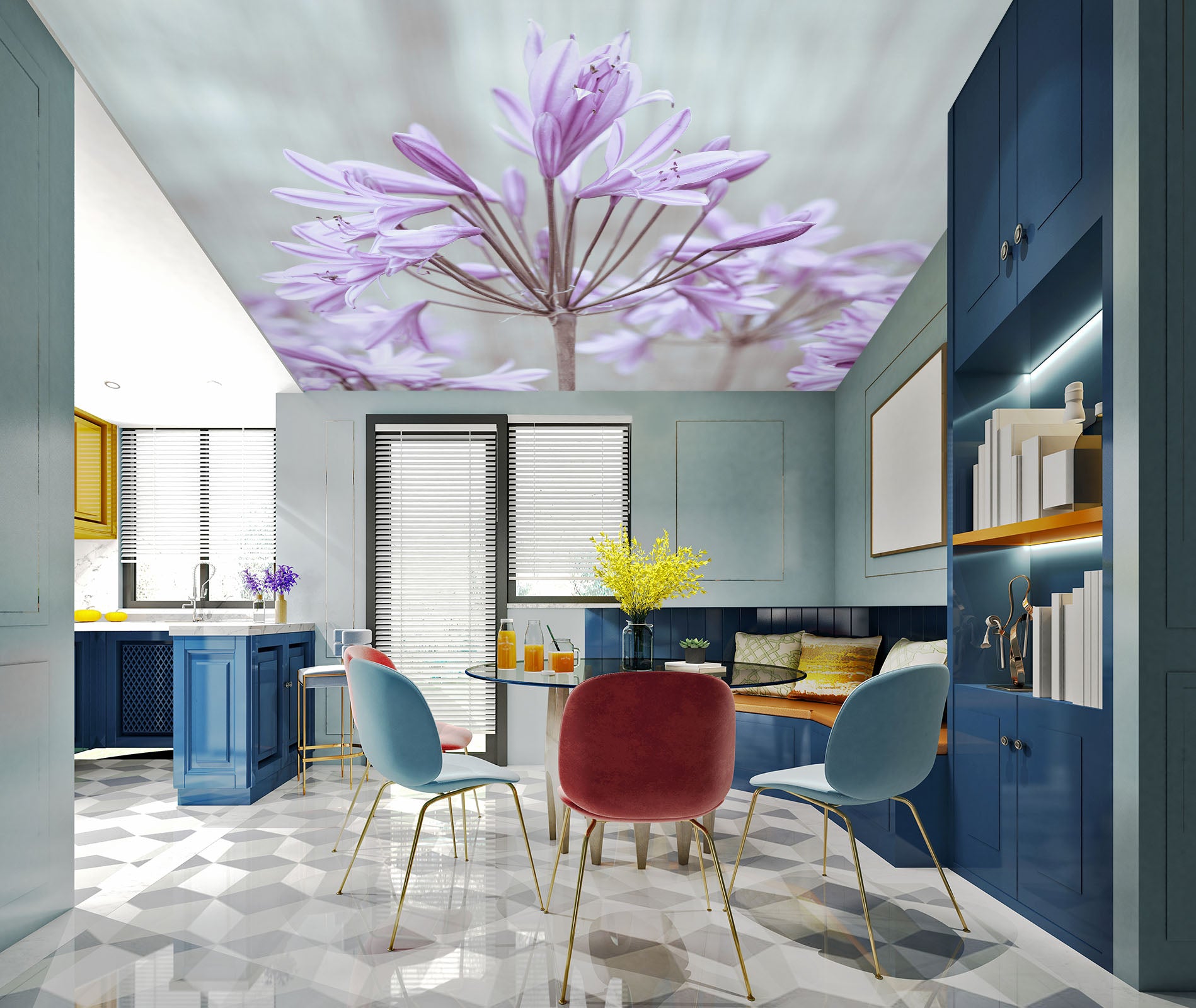 3D Purple Cute Flower 2579 Assaf Frank Ceiling Wallpaper Murals