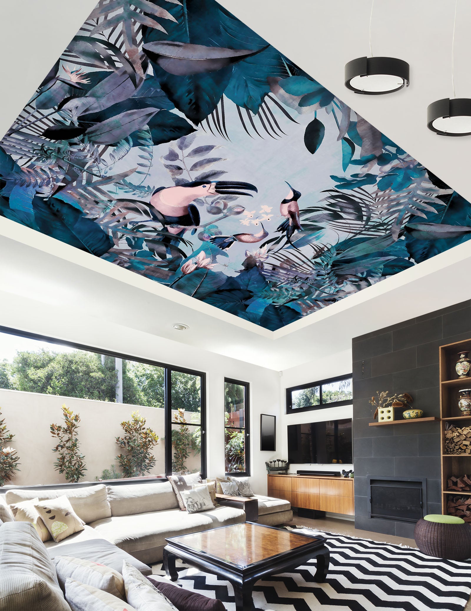 3D Dark Blue Leaves 967 Andrea Haase Ceiling Wallpaper Murals