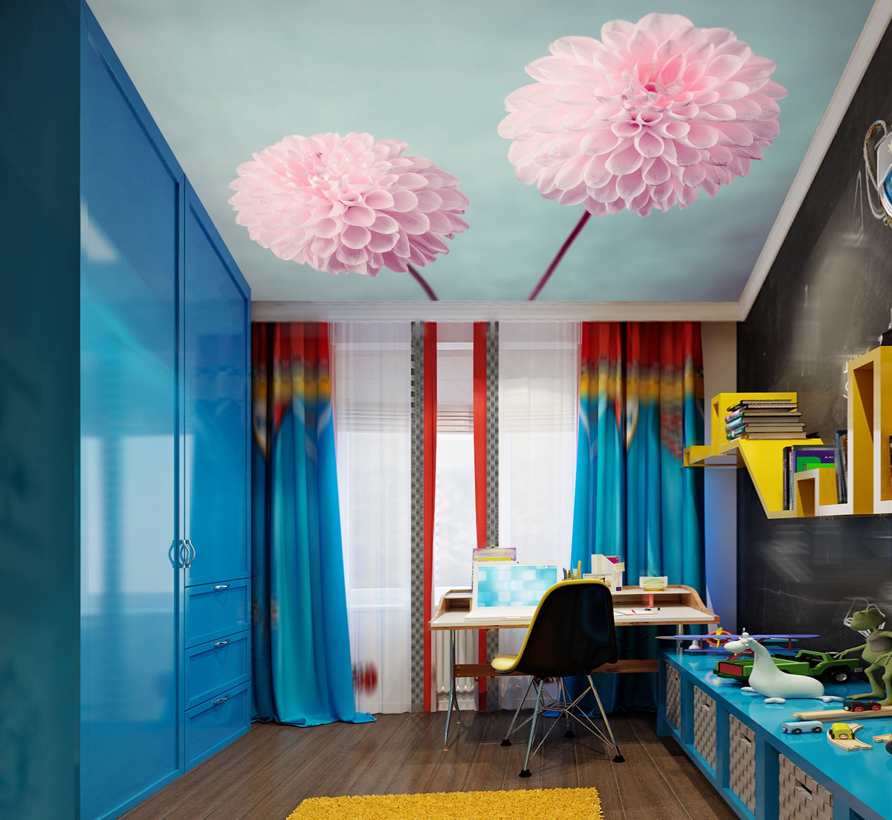 3D Pink Fresh Flower 2581 Assaf Frank Ceiling Wallpaper Murals