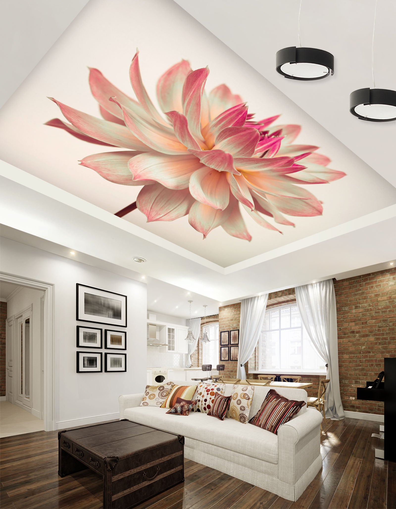 3D Pink Flower 2559 Assaf Frank Ceiling Wallpaper Murals