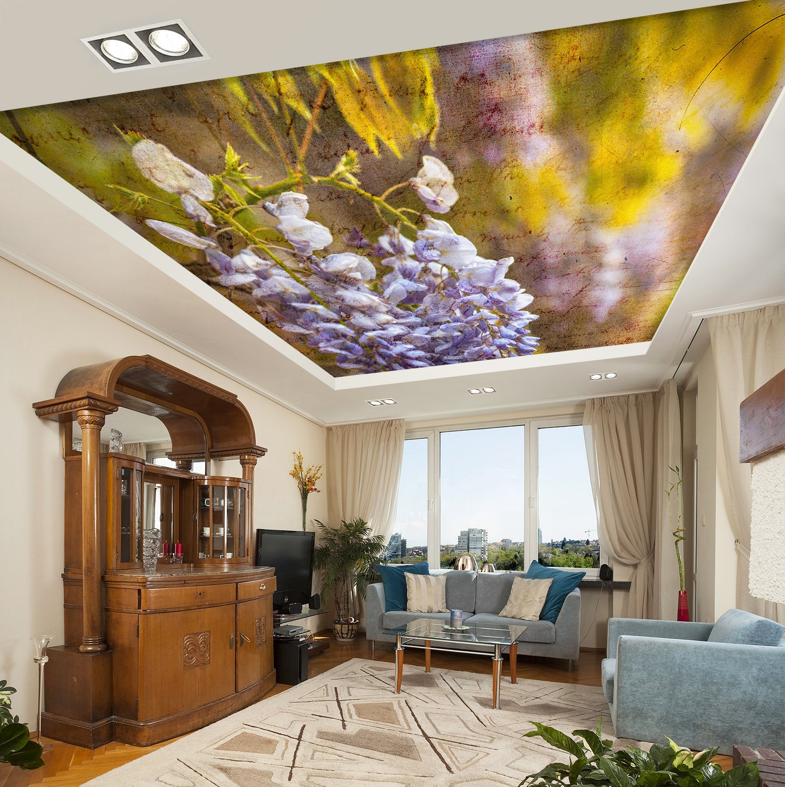 3D Purple Flower Vine 2578 Assaf Frank Ceiling Wallpaper Murals