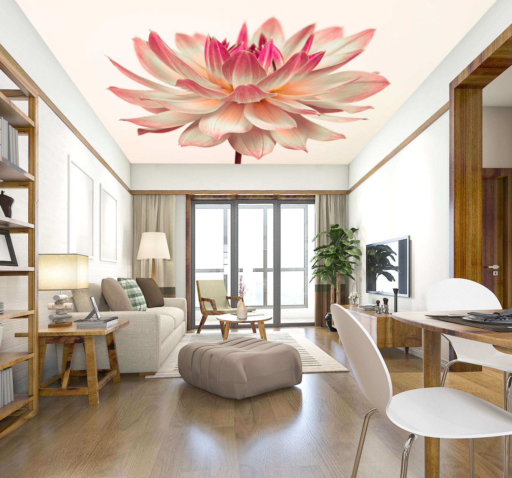 3D Pink Flower 2559 Assaf Frank Ceiling Wallpaper Murals