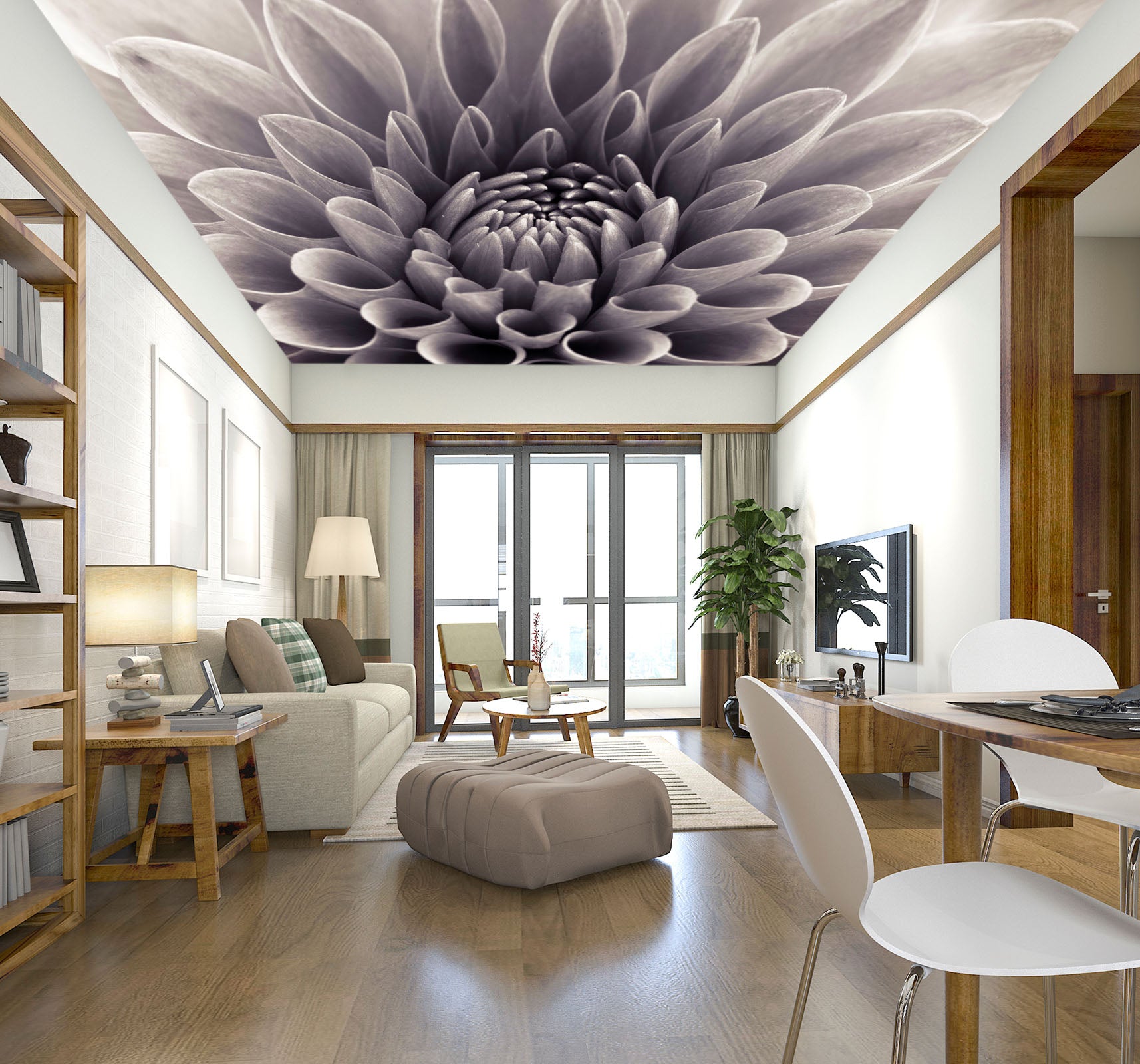3D Blooming Flower 2564 Assaf Frank Ceiling Wallpaper Murals