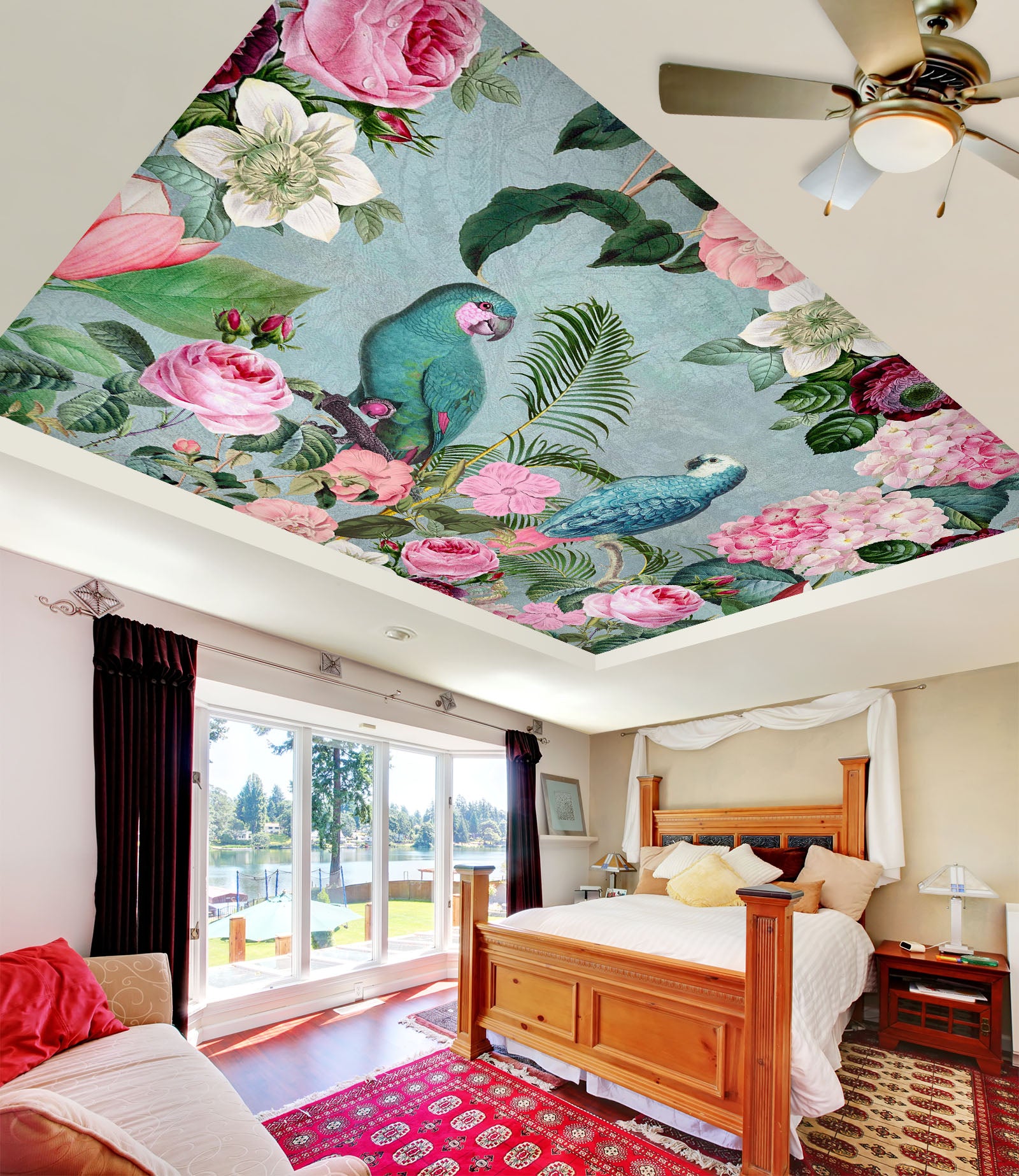 3D Blue Bird Flower 5258 Andrea Haase Ceiling Wallpaper Murals