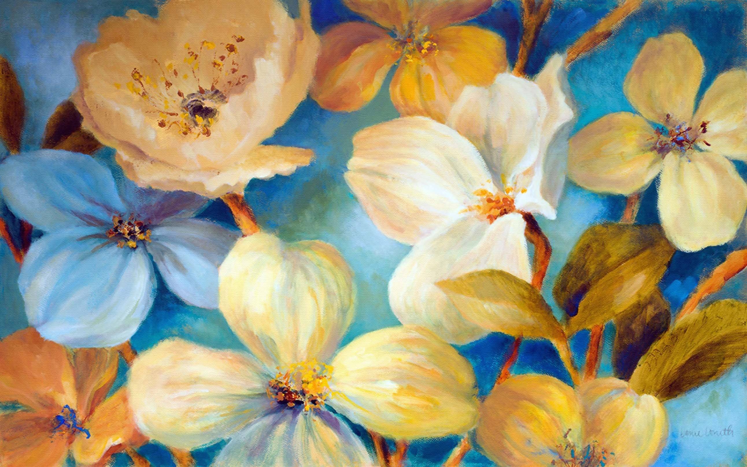 3D Flowers Painting 07 Kitchen Mat Floor Mural Wallpaper AJ Wallpaper