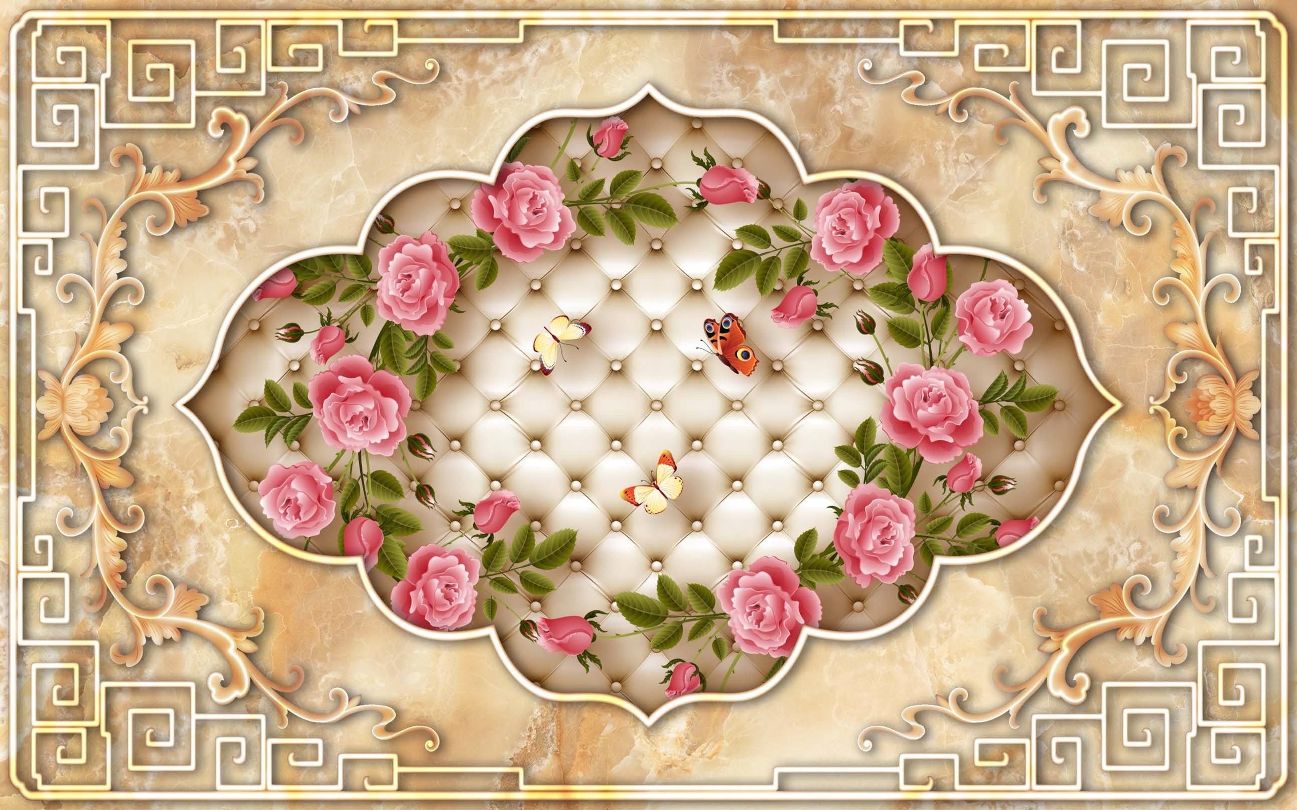 3D Flowers Butterflies 561 Kitchen Mat Floor Mural Wallpaper AJ Wallpaper
