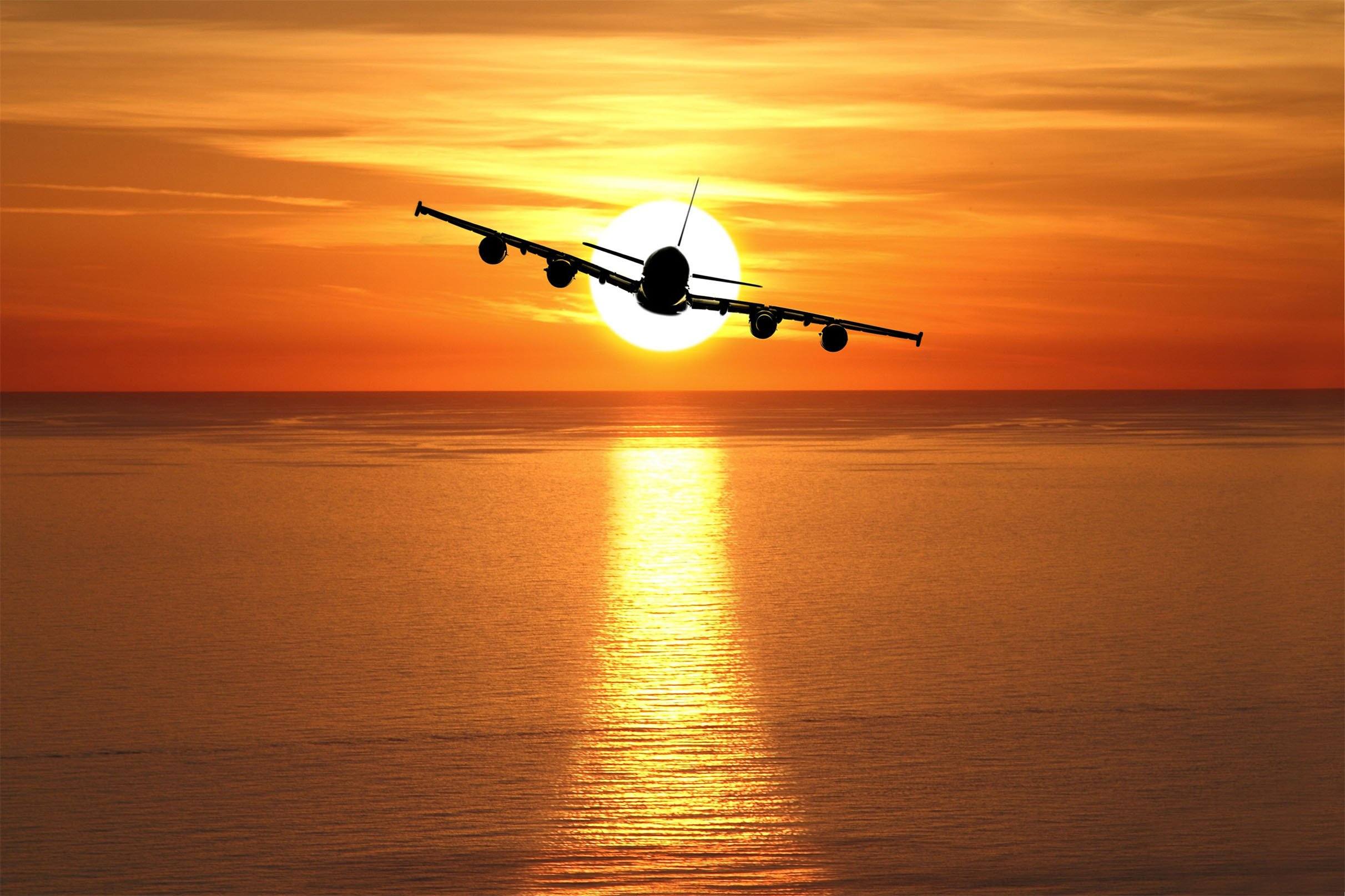 3D Sunset Sea Plane 665 Kitchen Mat Floor Mural Wallpaper AJ Wallpaper