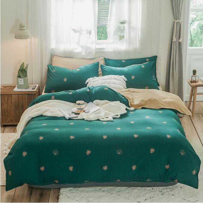 3D Green Leaf 3075 Bed Pillowcases Quilt