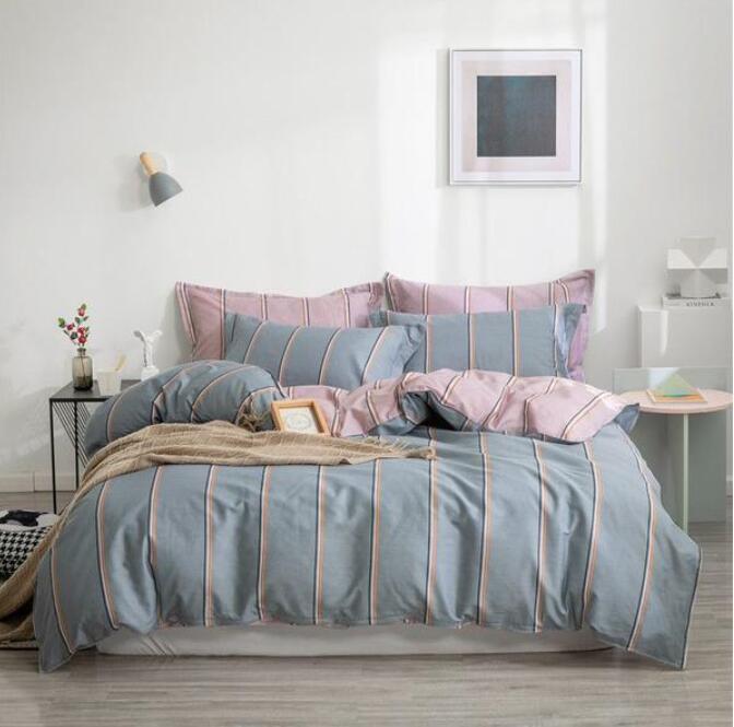 3D Pink Vertical Stripes On Gray 4135 Bed Pillowcases Quilt