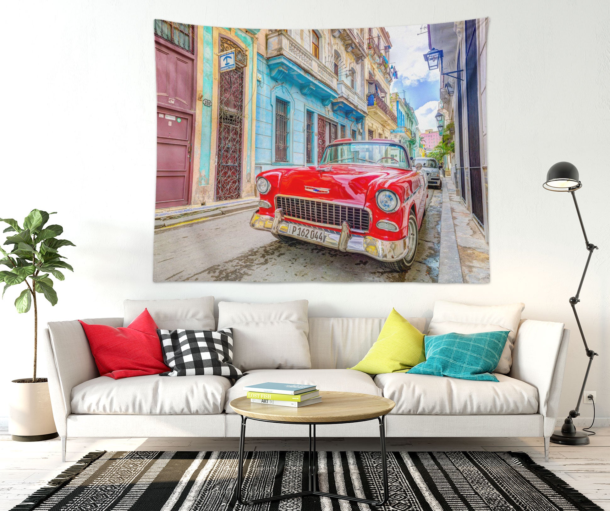 3D Alley Red Car 112183 Assaf Frank Tapestry Hanging Cloth Hang