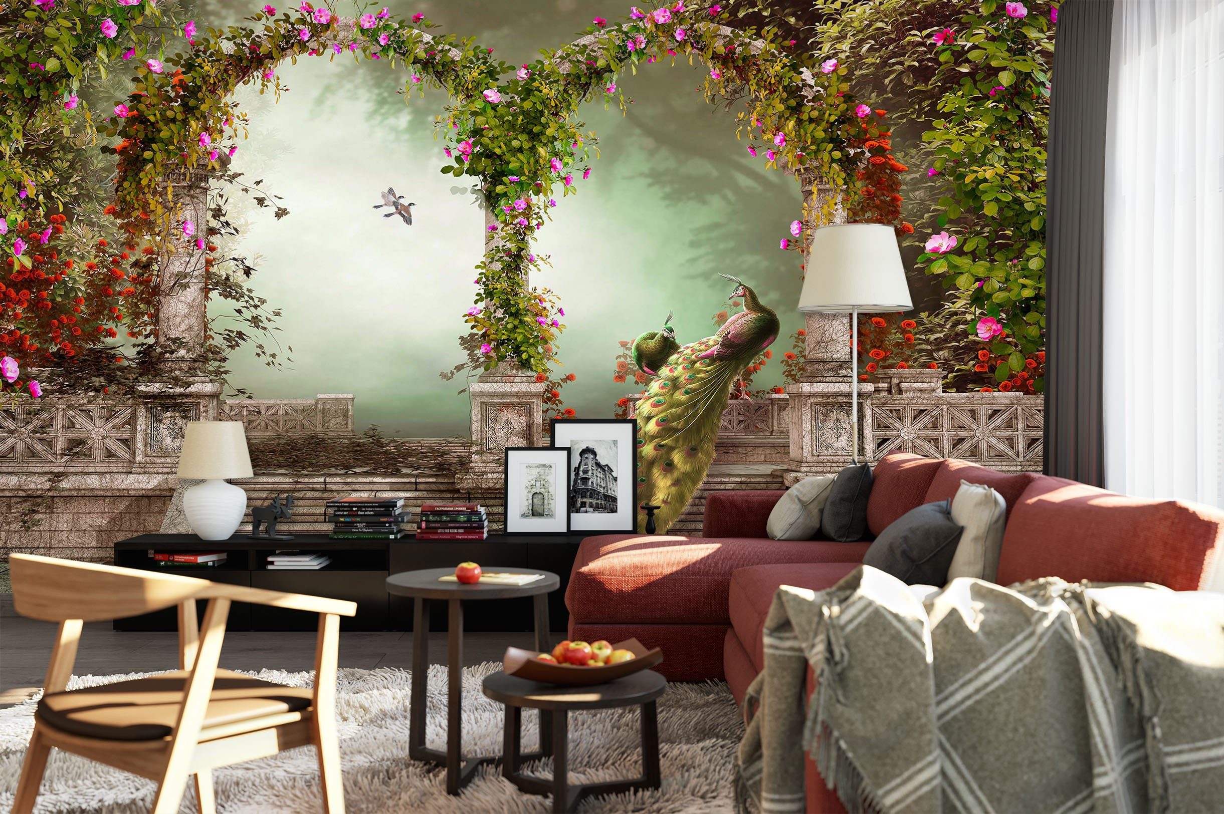 3D Arch Peacock 1487 Wall Murals Wallpaper AJ Wallpaper 2