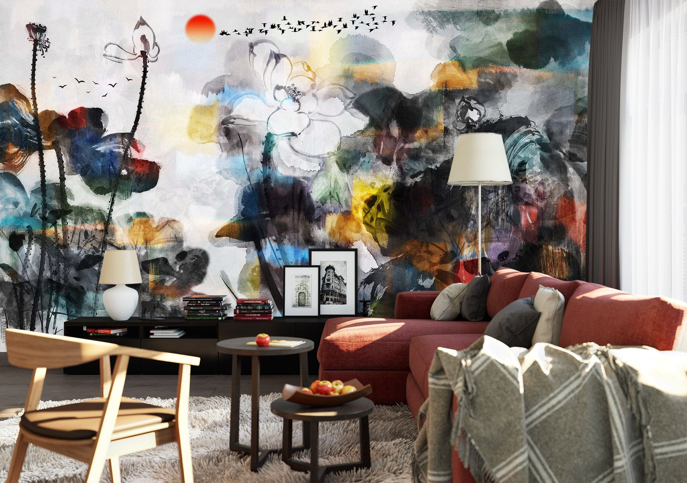 3D Painted Lotus Pond 1455 Wall Murals Wallpaper AJ Wallpaper 2