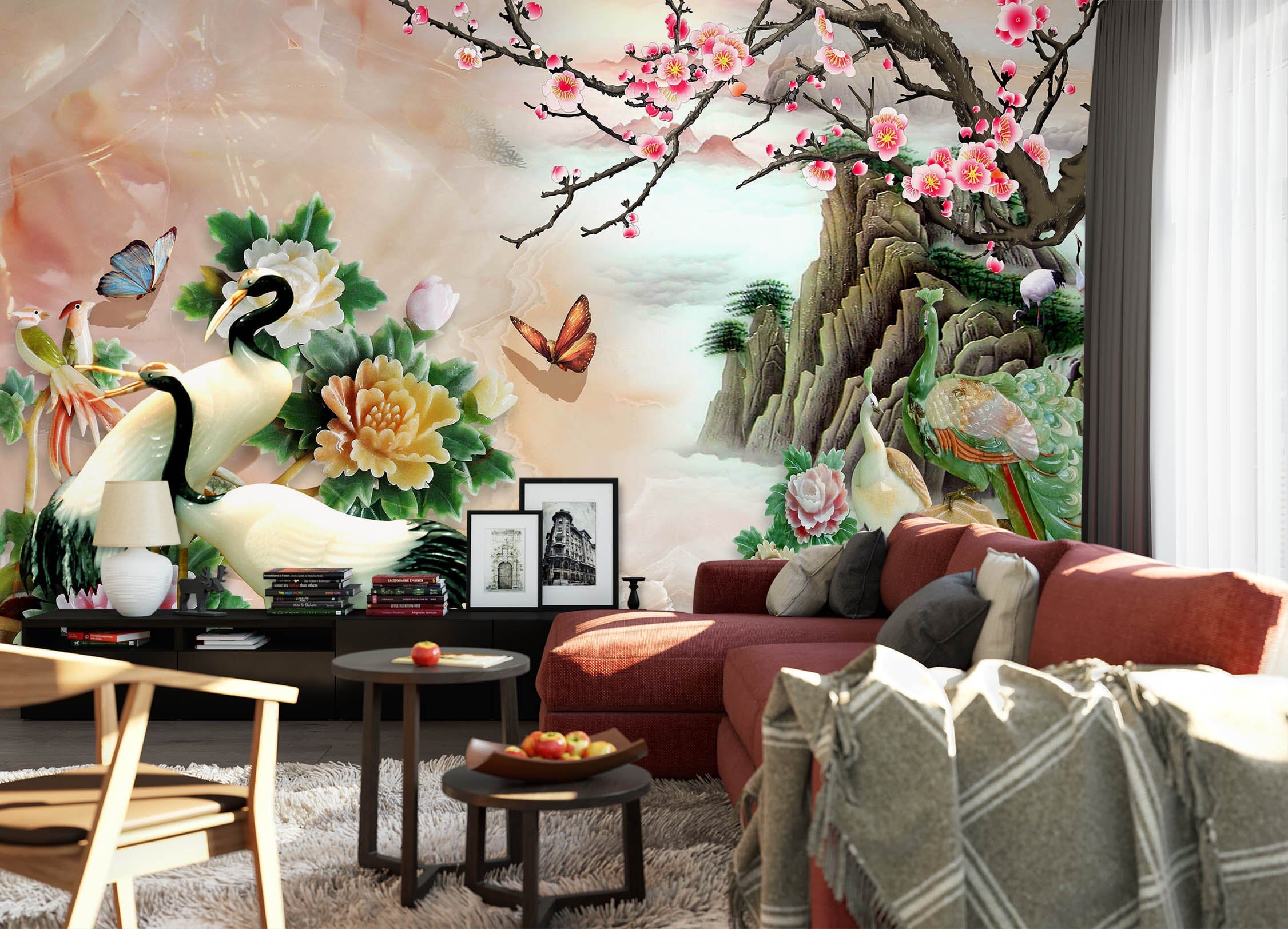 3D White Crane Wonderland 1636 Wall Murals Wallpaper AJ Wallpaper 2