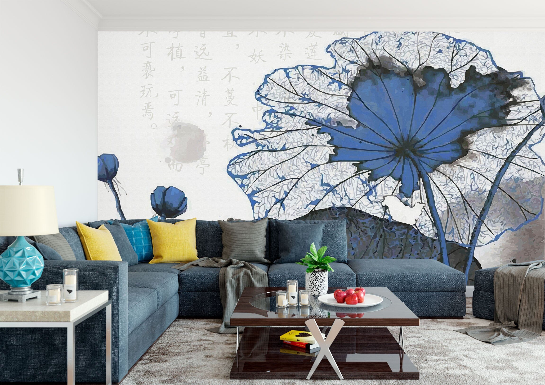3D Sketch Lotus 1588 Wall Murals Wallpaper AJ Wallpaper 2