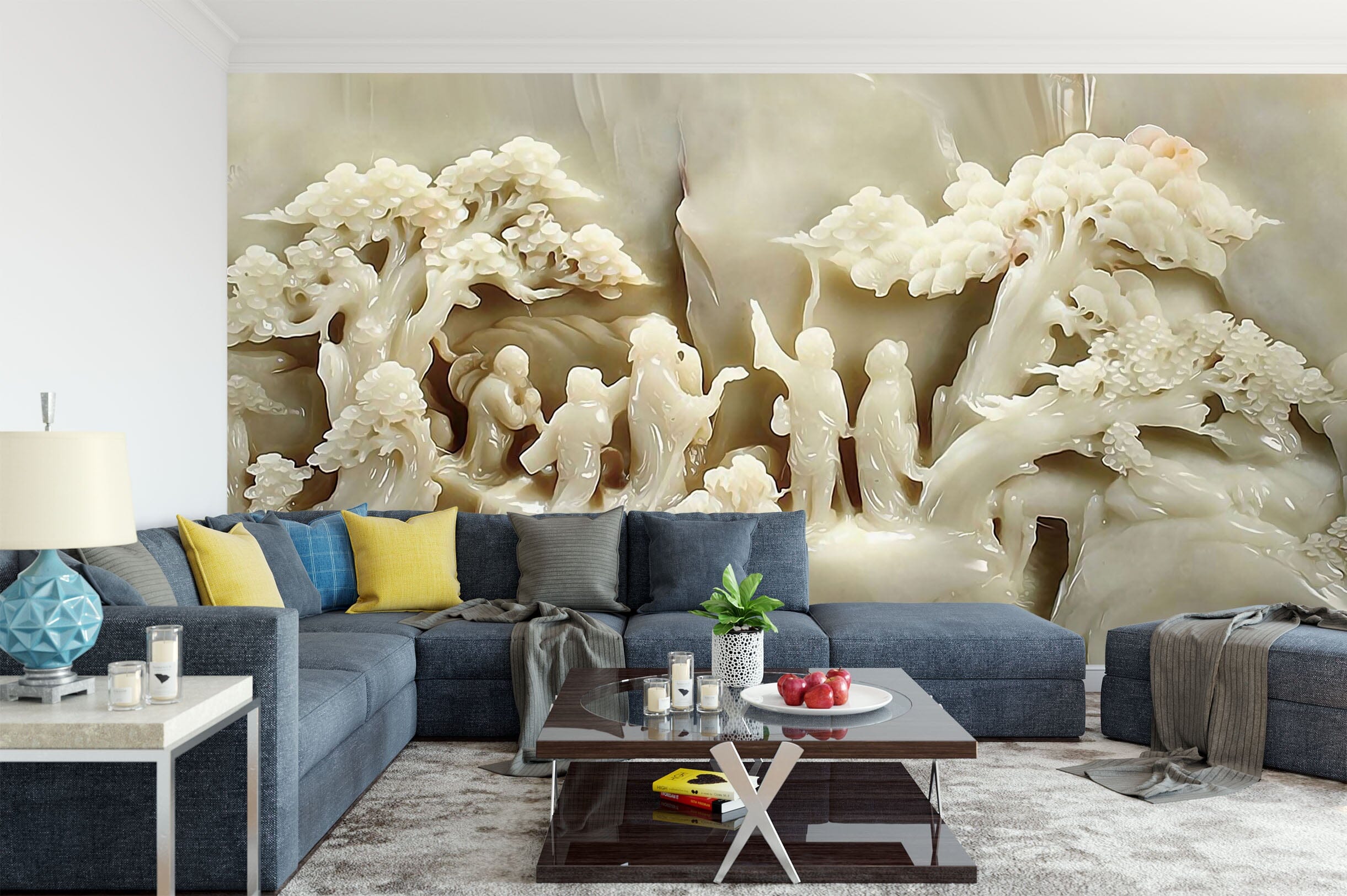 3D Jade Carving White 1520 Wall Murals Wallpaper AJ Wallpaper 2