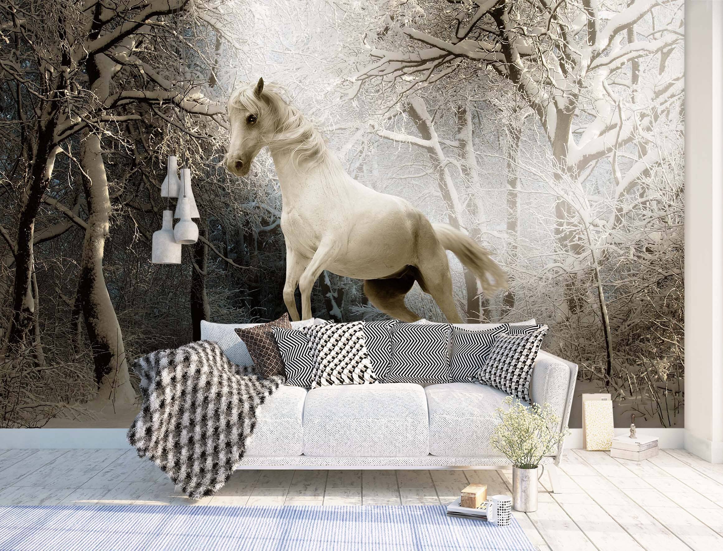 3D Snow White Horse 1514 Wall Murals Wallpaper AJ Wallpaper 2