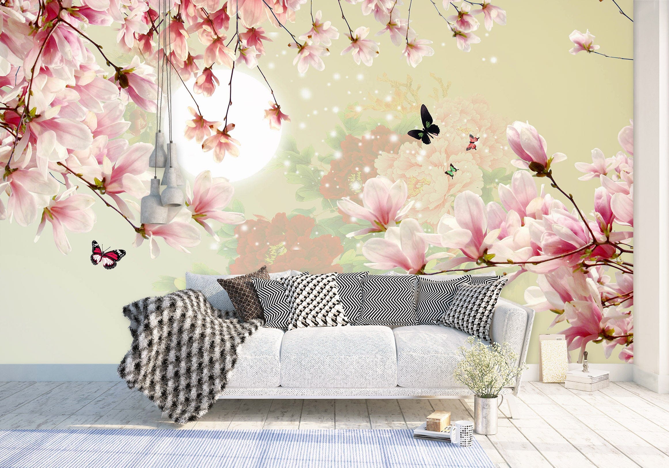 3D Magnolia Moon 1521 Wall Murals Wallpaper AJ Wallpaper 2
