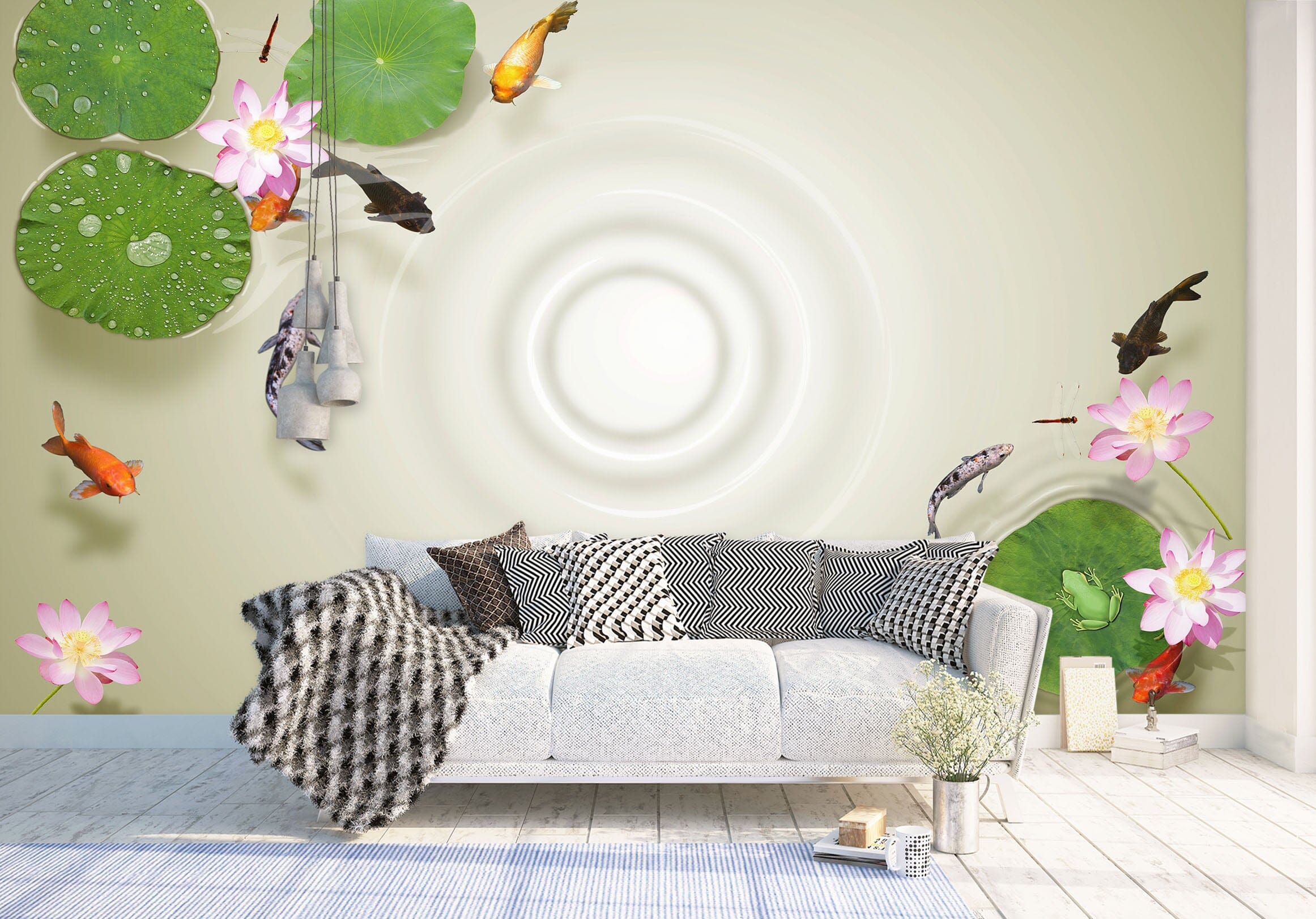 3D Lotus Pond 1611 Wall Murals Wallpaper AJ Wallpaper 2