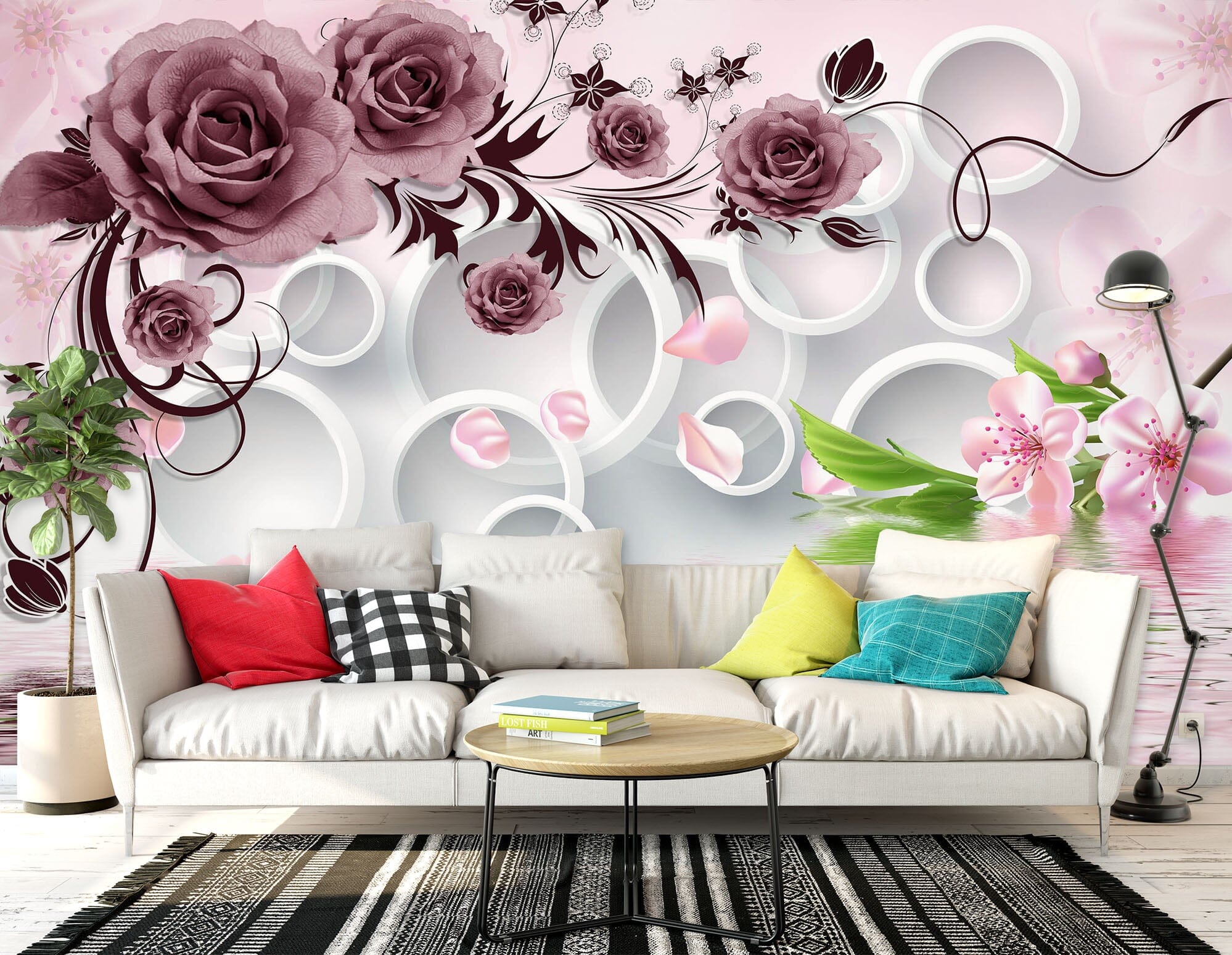 3D Rose Swan 1474 Wall Murals Wallpaper AJ Wallpaper 2
