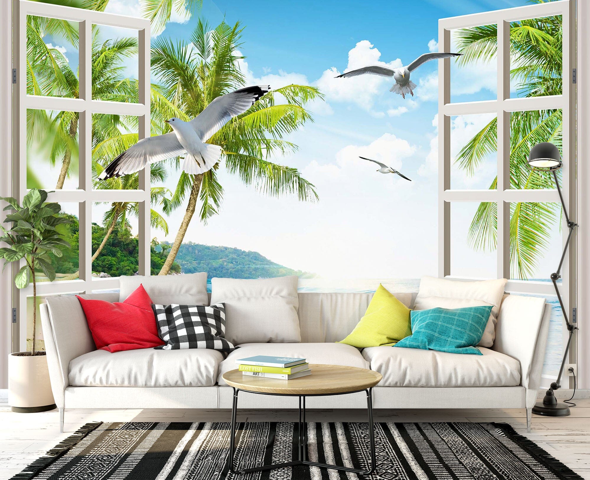 3D Coconut Palm Tree 1450 Wall Murals Wallpaper AJ Wallpaper 2